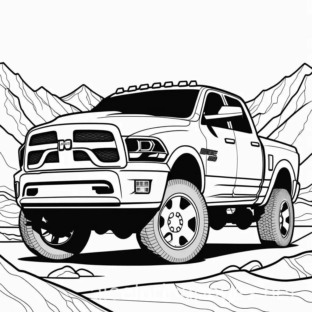 Futuristic-Dodge-Ram-1500-Coloring-Page-in-Black-and-White