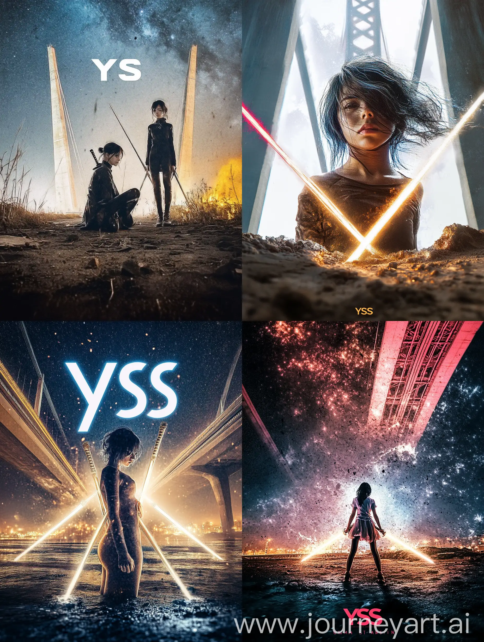 Realistic-Logo-of-YSS-Featuring-a-Sad-Sister-with-Dual-Light-Swords