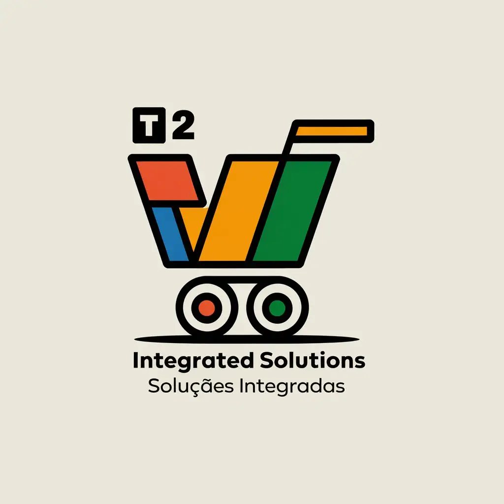 a vector logo design,with the text "Display the words "T2 Integrated Solutions" in Brazilian Portuguese", main symbol:Venda,complex,be used in Retail industry,clear background