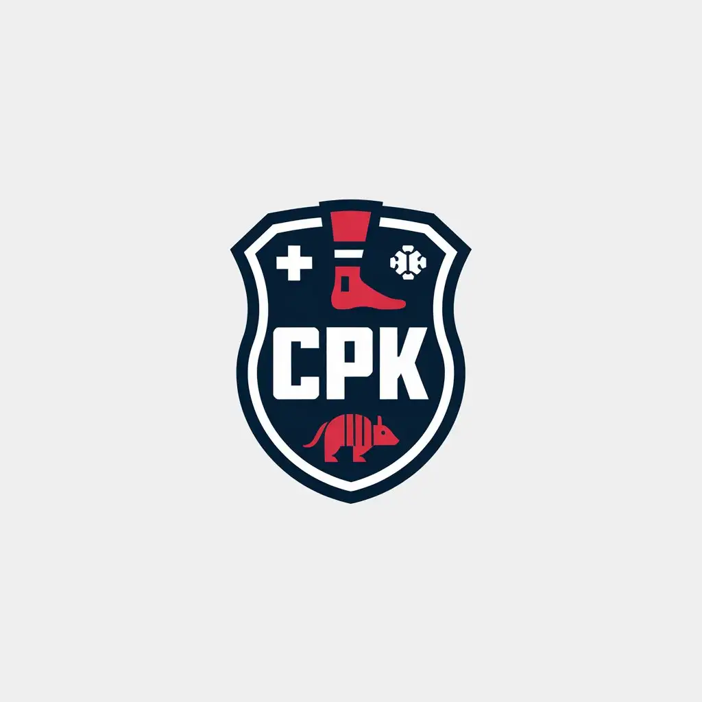 LOGO Design for CPK Minimalistic Team Badge with Cross Red Foot and Armadillo