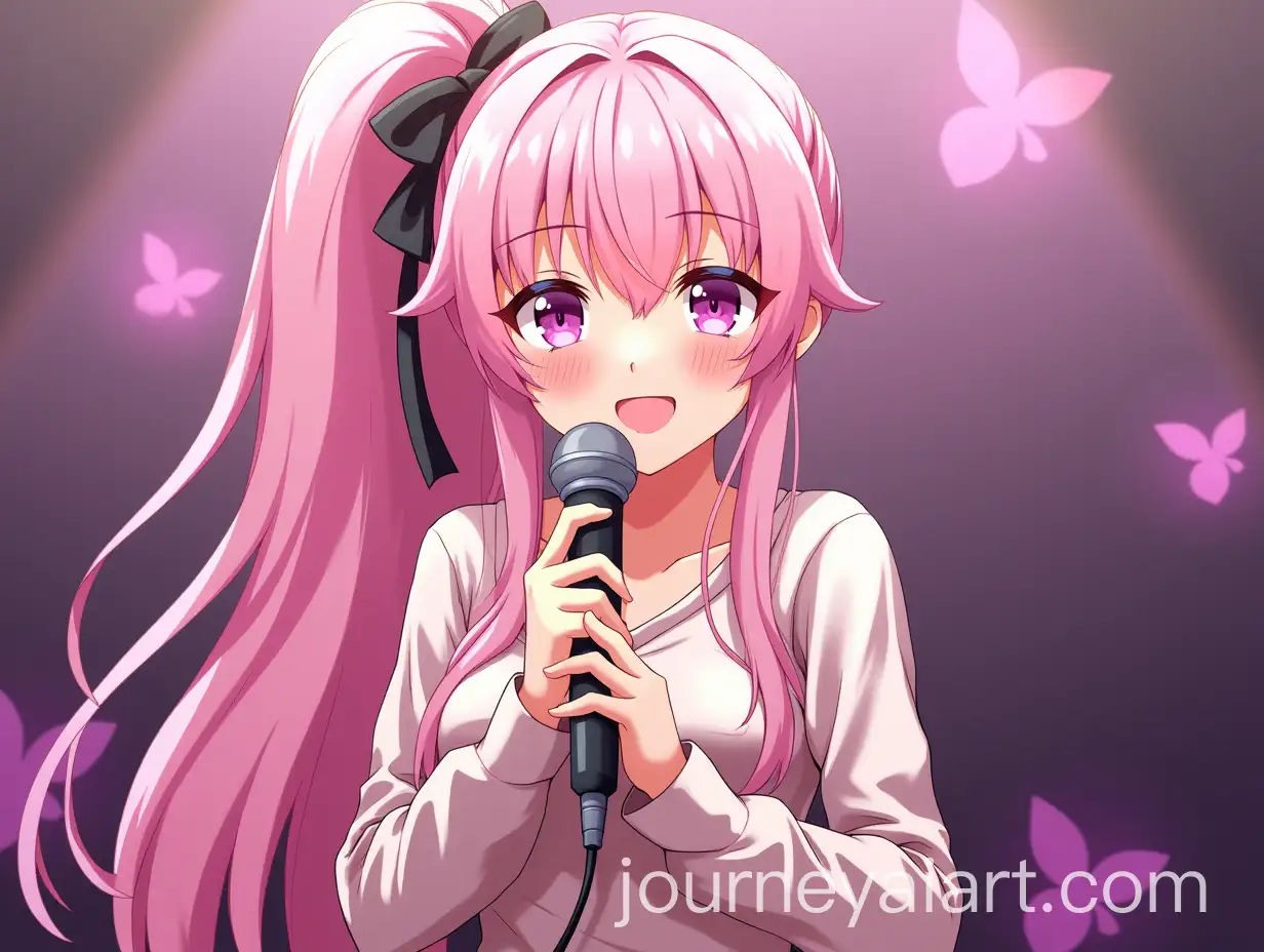 Anime-Girl-with-Pink-Hair-Singing-Karaoke