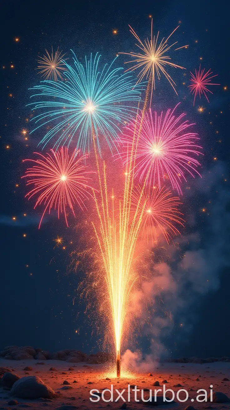 Colorful-Pencil-Style-Drawing-of-Fireworks-Display