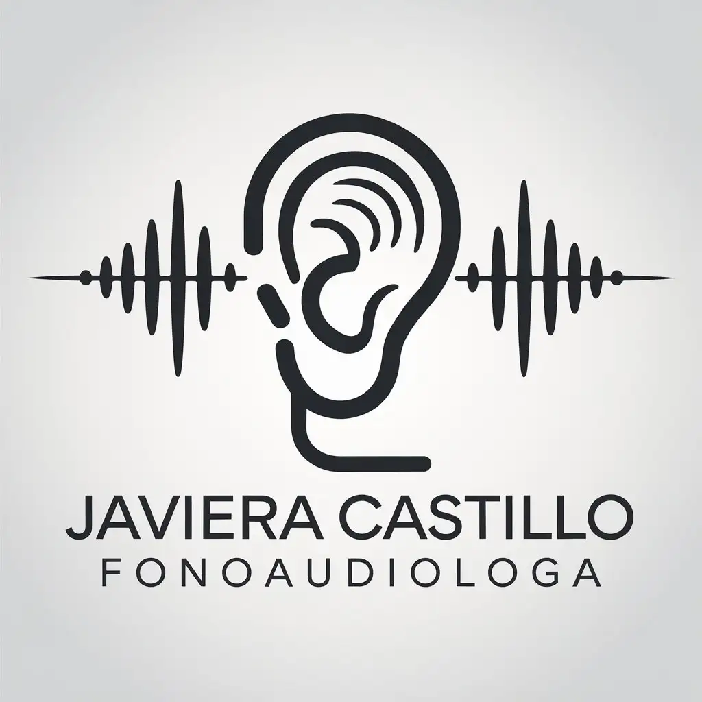 LOGO Design for Javiera Castillo FONOAUDIOLOGA Ear Earphone Sound Frequencies Otoscope Theme