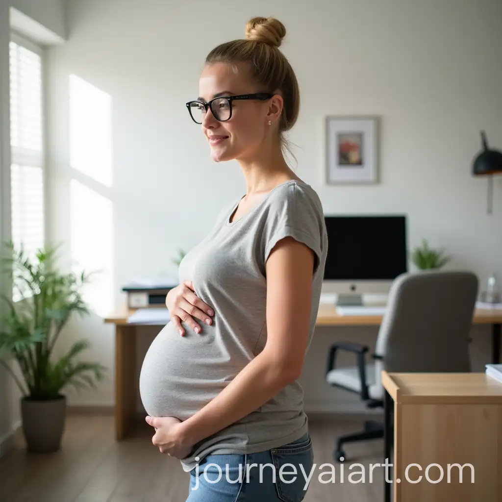 Pregnant-Woman-Working-in-Modern-Home-Office-with-Glasses-and-Blonde-Hair