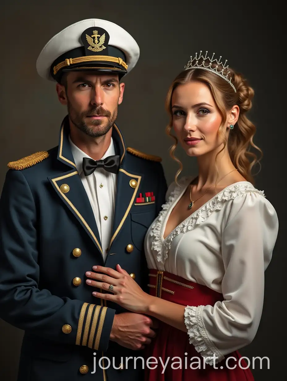 Portrait-of-Ship-Captains-Man-and-Woman-in-Uniform