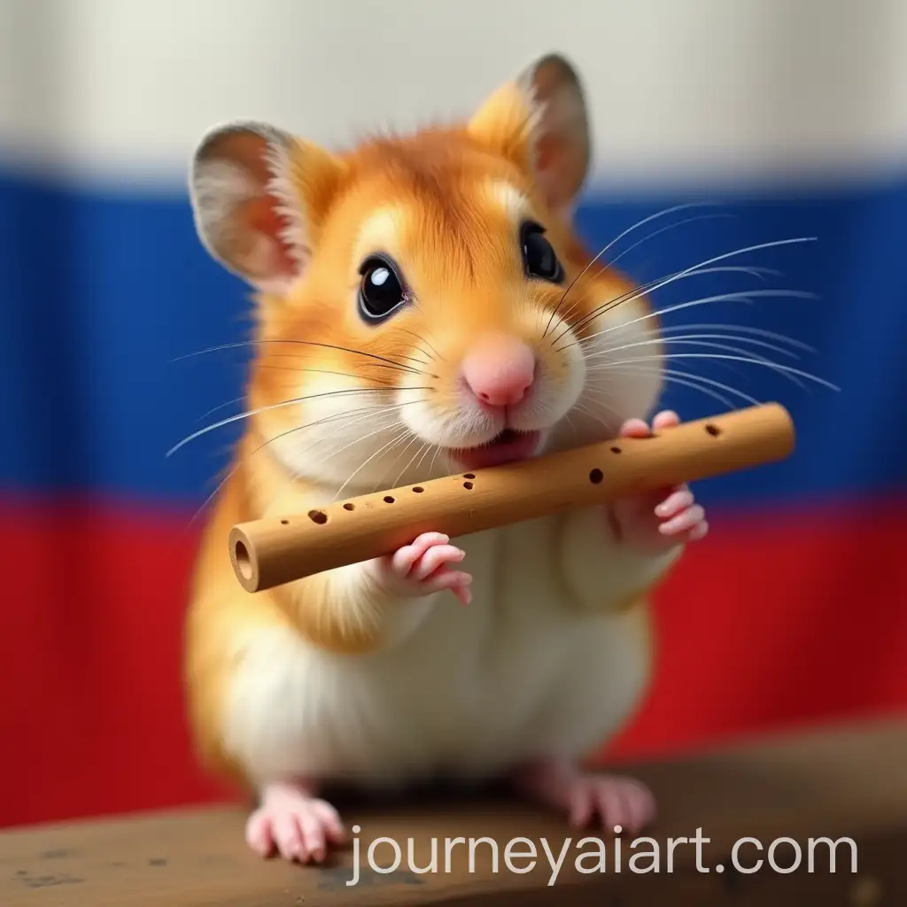 Hamster-Playing-Flute-with-Russian-Flag-Background