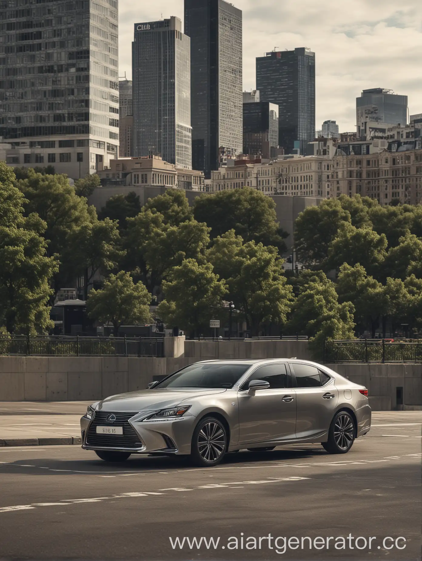 Lexus 500h на фоне города