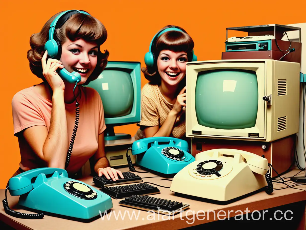 Humorous-Retro-70s-Style-Phone-and-Computer-Maintenance-Scene-with-Nostalgic-Vibes