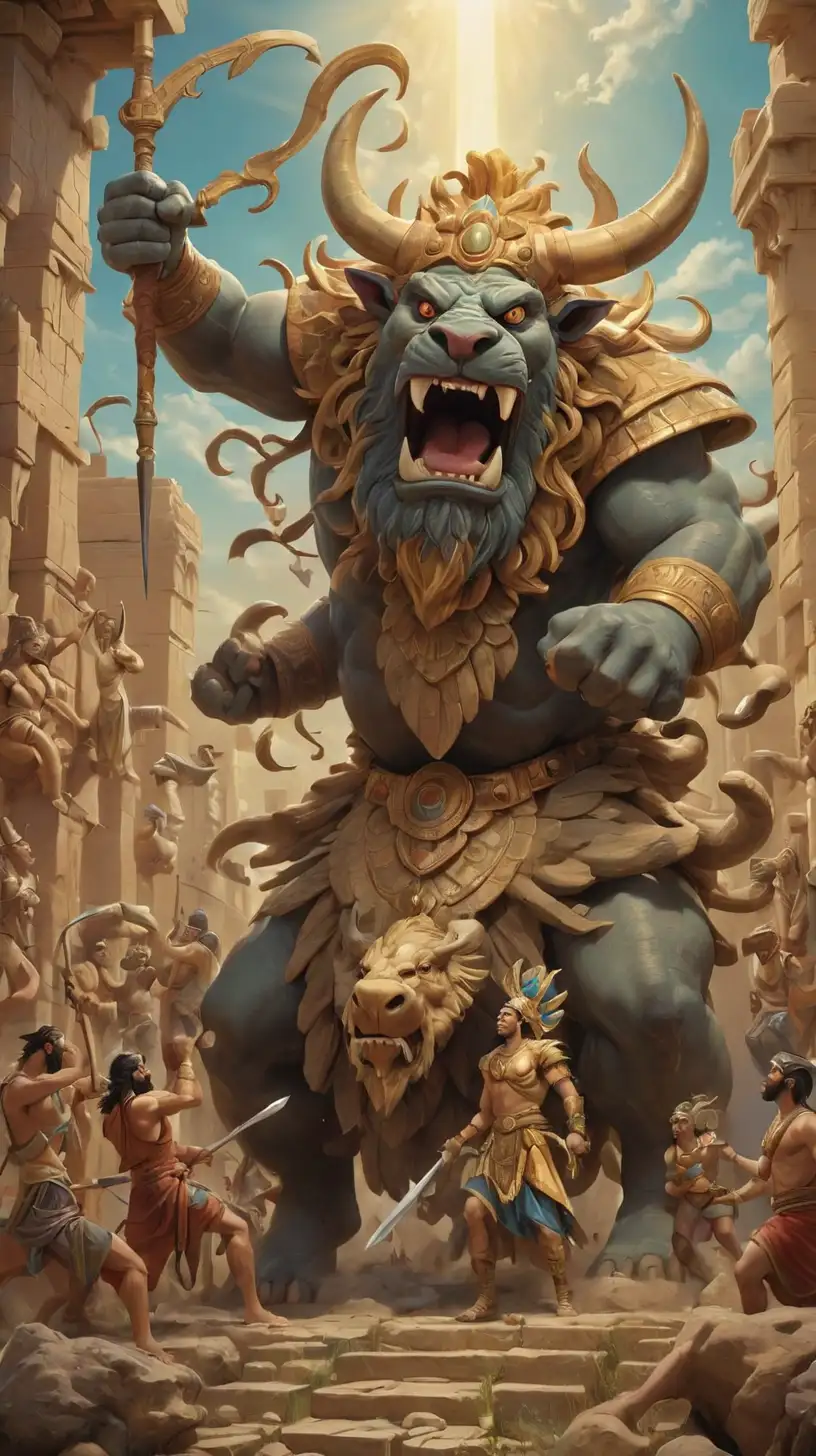 Epic of Gilgamesh Heroic Battle with Humbaba and Bull of Heaven