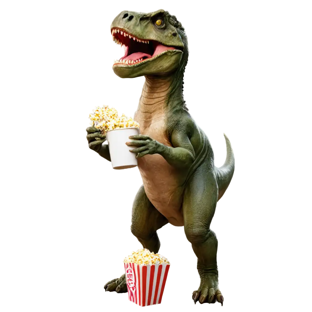 Tyrannosaurus-Rex-Without-a-Hat-Eating-Popcorn-PNG-Image-for-Playful-Dinosaur-Art