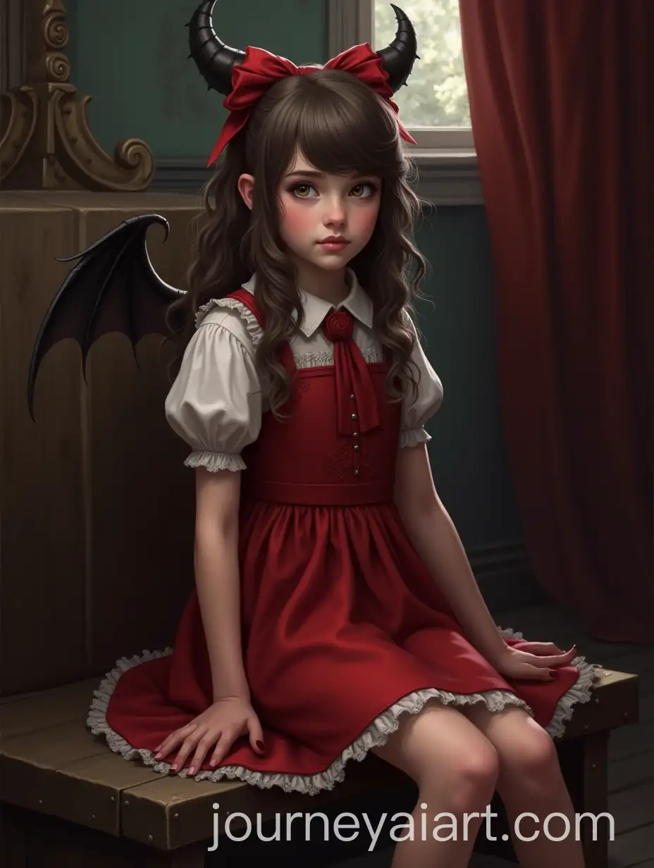 Gothic-Girl-in-Red-Dress-in-House-of-the-Dragon-Inspired-Setting