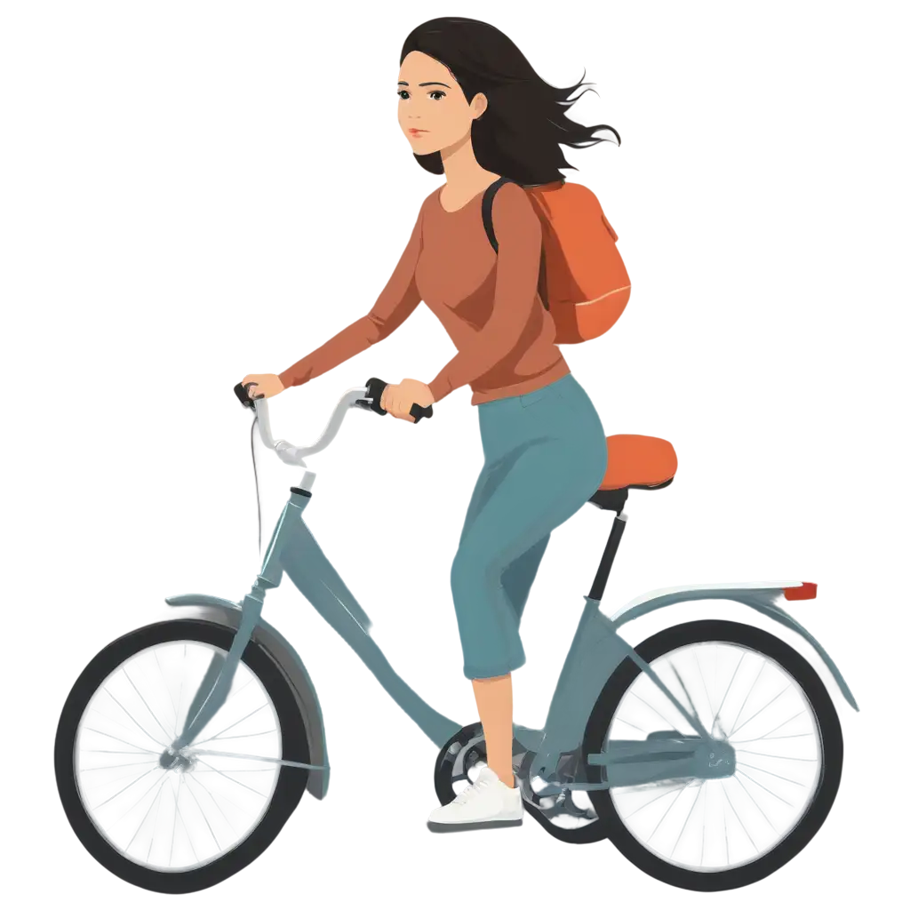 Vector-Illustration-of-a-Girl-Riding-Bicycle-in-PNG-Format