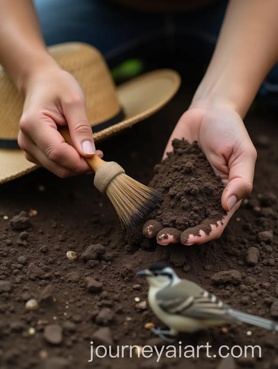Gardener-Planting-Seed-with-Hands-and-Straw-Hat-in-Natural-Soil-Environment