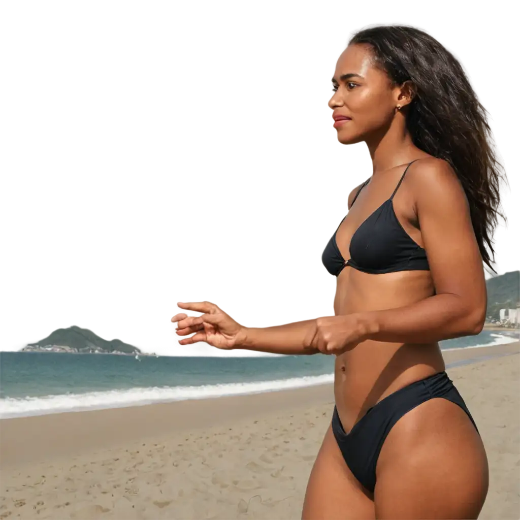 PNG-Image-of-a-25YearOld-Black-Woman-on-a-Beach-in-Rio-de-Janeiro