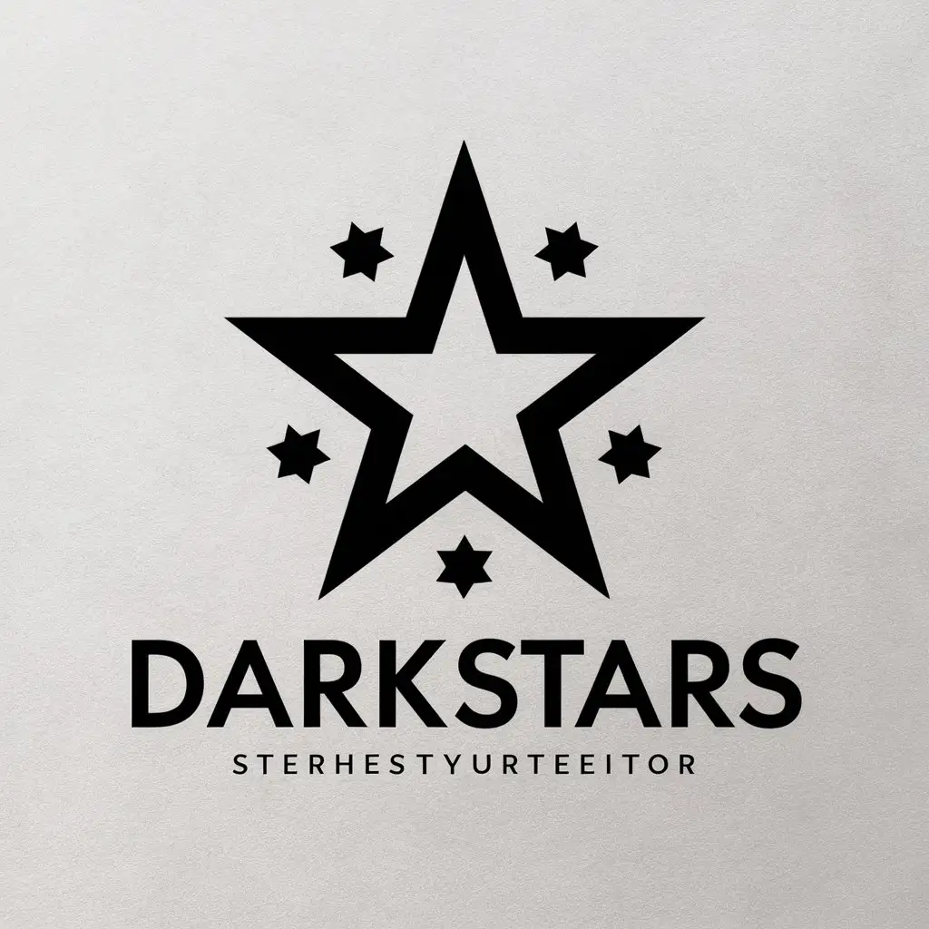 a vector logo design,with the text "DarkStars", main symbol:glowing dark stars,Moderate,clear background