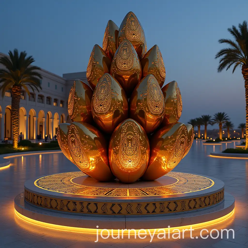 Abstract-City-Sculpture-of-Omani-Dates-in-Polished-Bronze-or-Gold