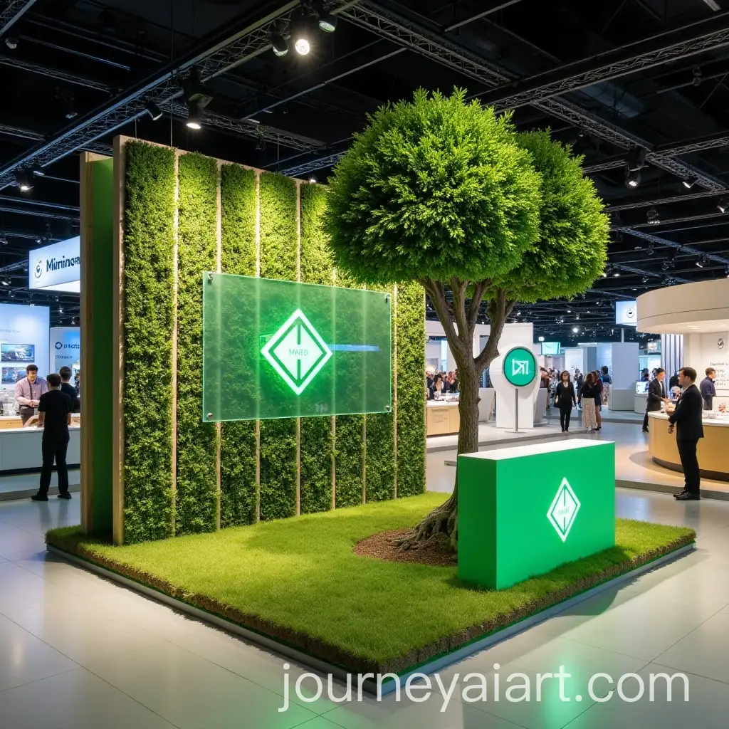 Modern-Exhibition-Stand-with-Green-Plants-and-Glass-Panels