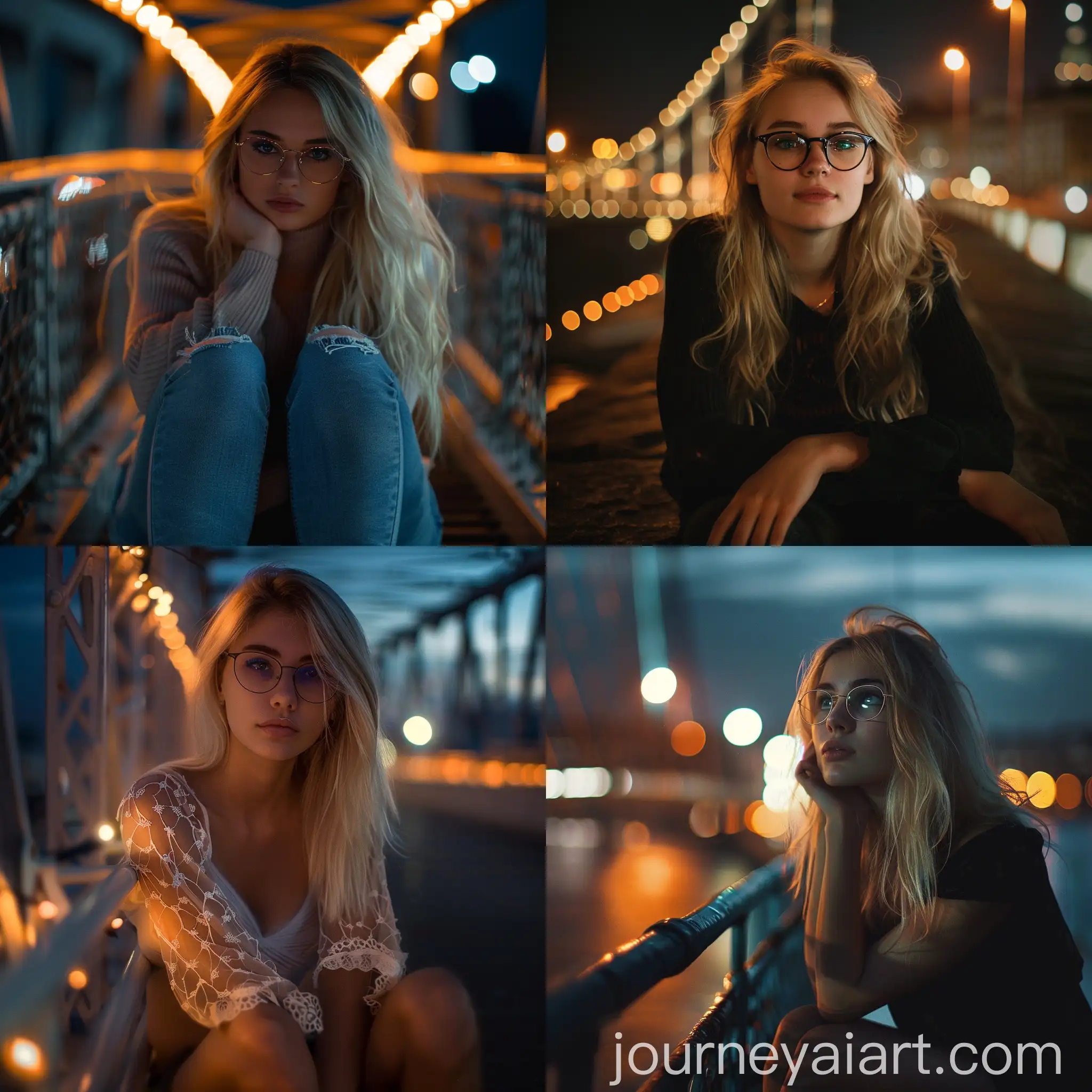 Girl-in-Glasses-Sitting-on-Bridge-at-Night