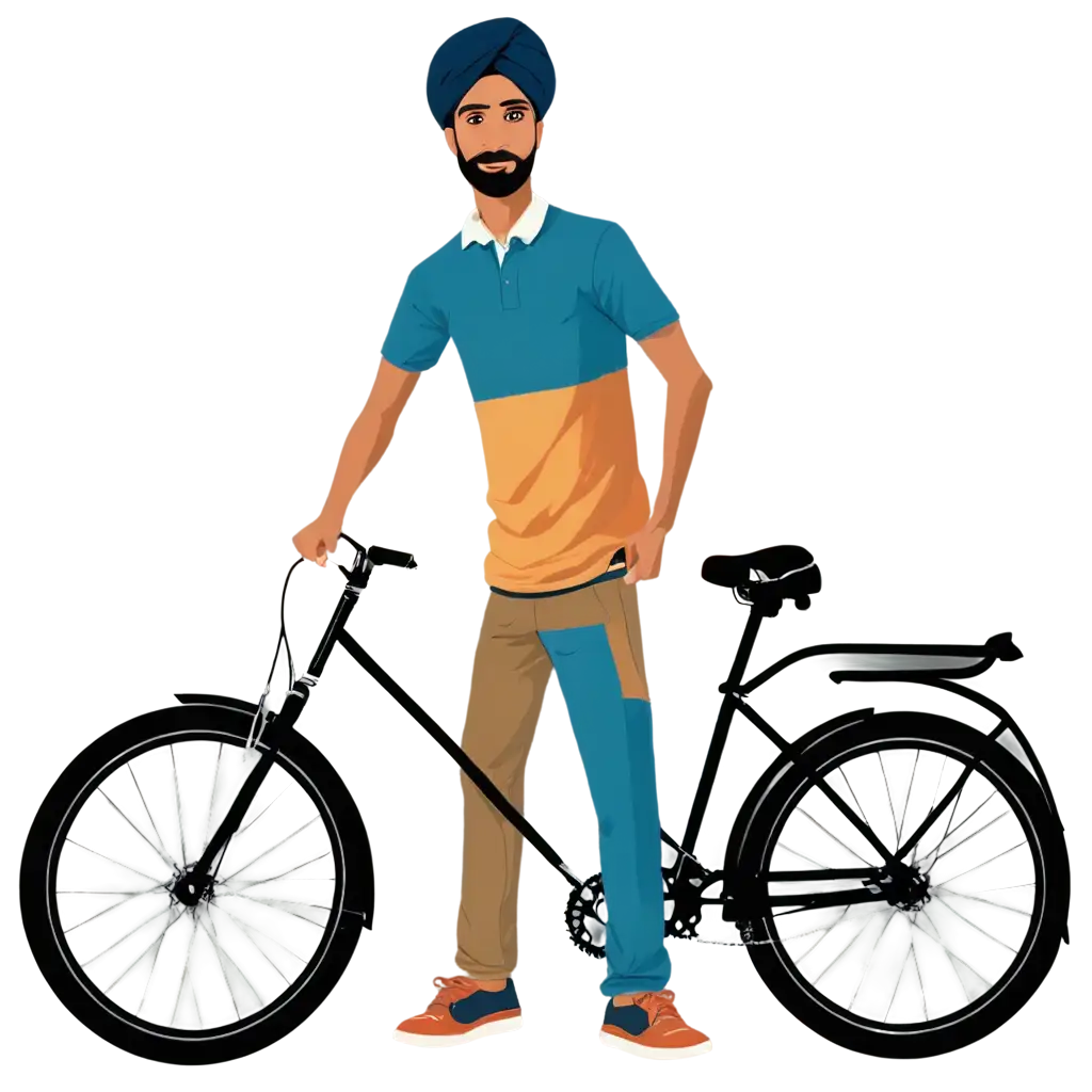 Punjabi-Man-with-Bike-Vector-PNG-Image-High-Quality-for-Versatile-Use