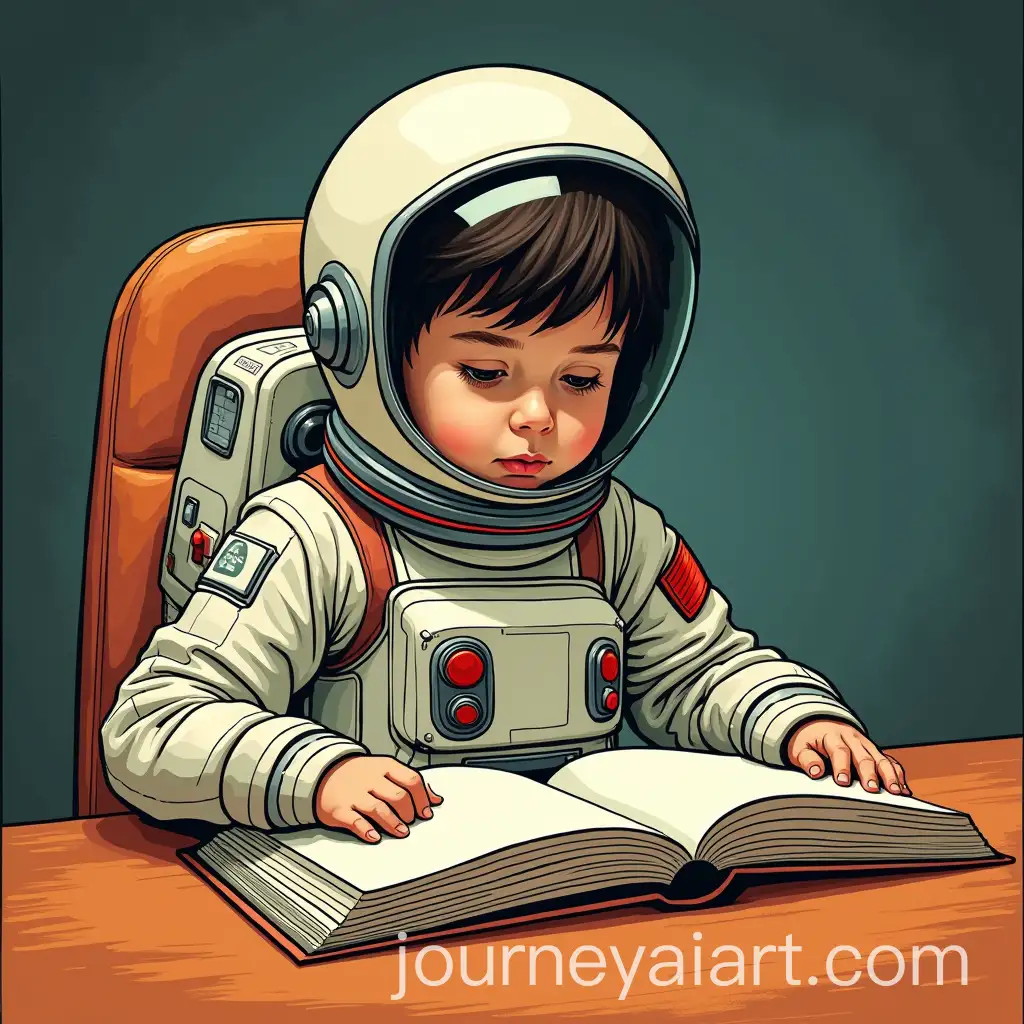 Child-in-Astronaut-Suit-Reading-a-Book-in-Retro-Futuristic-Style