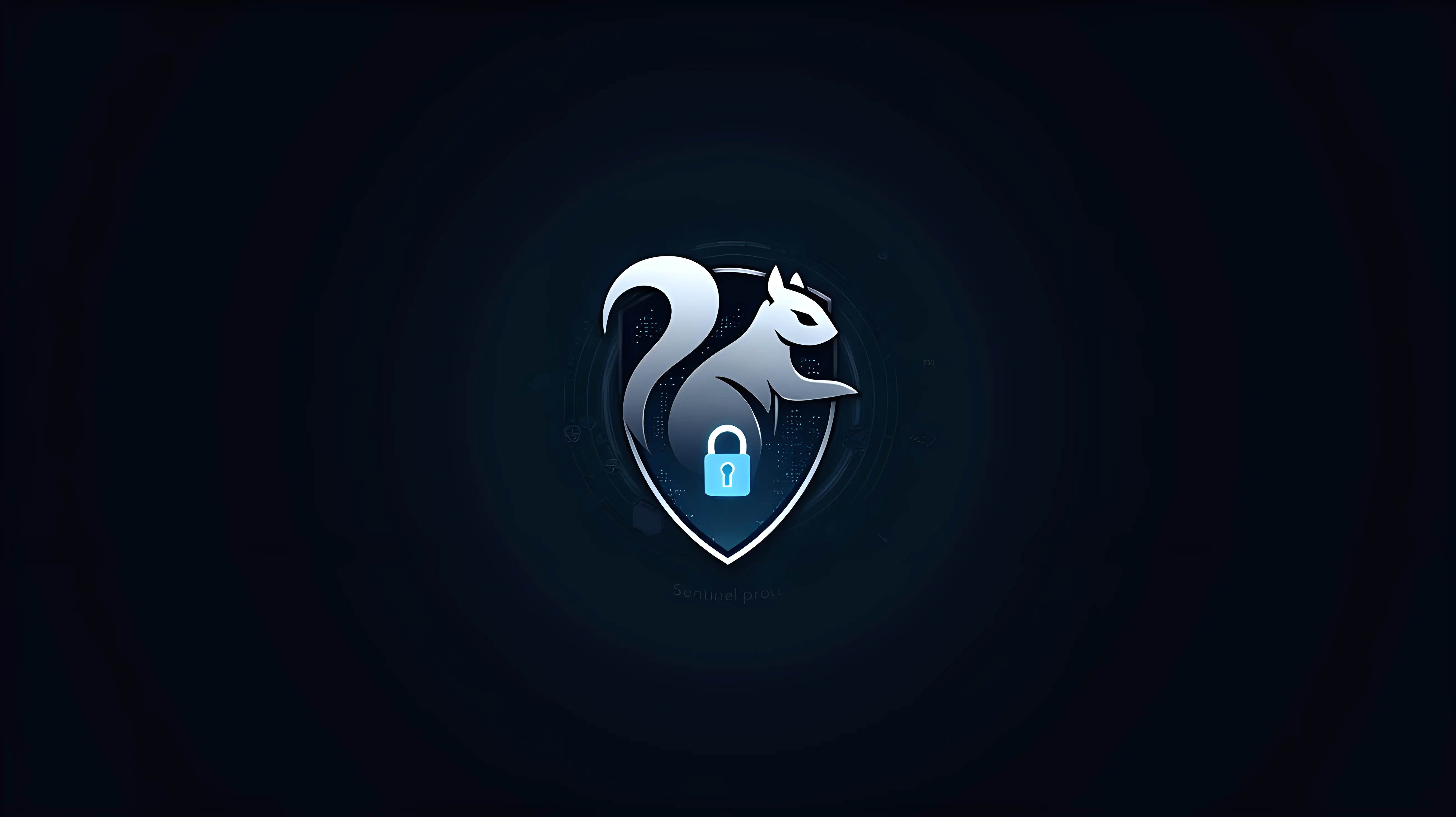 A sleek, abstract logo representing the Sentinel Protocol, encapsulating cybersecurity, blockchain protection, and digital defense. The design features a minimalist, cybernetic squirrel emblem, with sharp, angular lines forming a futuristic silhouette. The squirrel is integrated into a bold, geometric shield, making the protective element the focal point of the design. The shield is reinforced with glowing circuit patterns and encrypted blockchain nodes, symbolizing decentralized security and resilience. The squirrel’s tail elegantly wraps around the shield, creating a sense of movement and vigilance. At the center of the shield, a holographic keyhole or lock icon subtly glows, reinforcing the idea of ultimate protection against digital threats. The color palette consists of metallic silver, deep gunmetal, and neon blue accents, emphasizing a high-tech, cutting-edge aesthetic. The overall style is modern, vector-based, and symmetrical, ensuring strong branding for cybersecurity applications. The background remains dark and minimalistic, allowing the shield and glowing elements to stand out dynamically. Designed in a bold, emblematic style with clean, futuristic symmetry, perfect for representing an advanced blockchain security protocol.