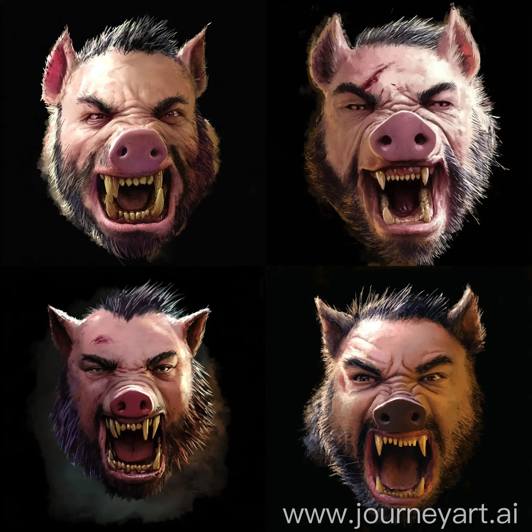 Angry-Quillboar-with-Fangs-and-Needle-Mane-on-Pinkish-Skin