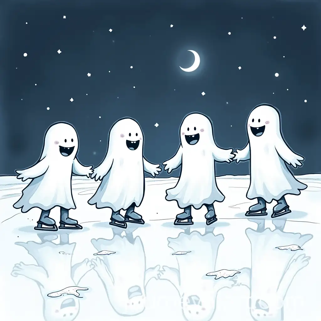 Friendly-Ghosts-Ice-Skating-on-a-Starry-Frozen-Lake