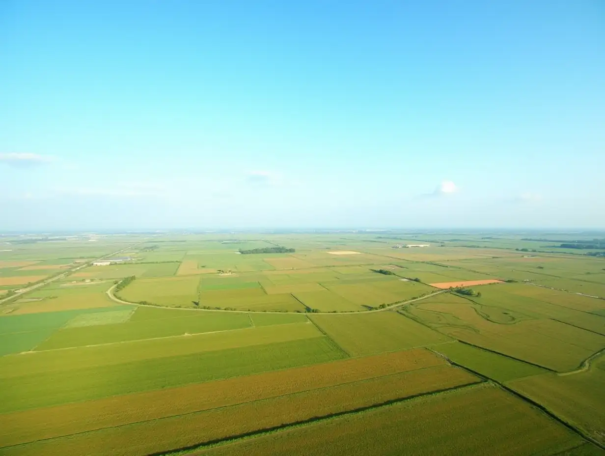 Aerial-View-of-Lush-Green-Fields-Under-a-Blue-Sky-in-Bangladesh