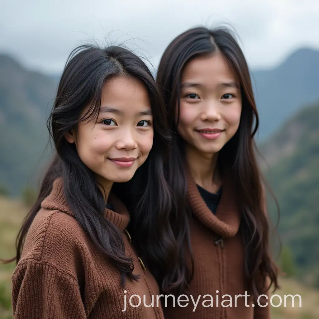 Two-Beautiful-Asian-Sisters-Surviving-in-the-Mountain-Landscape