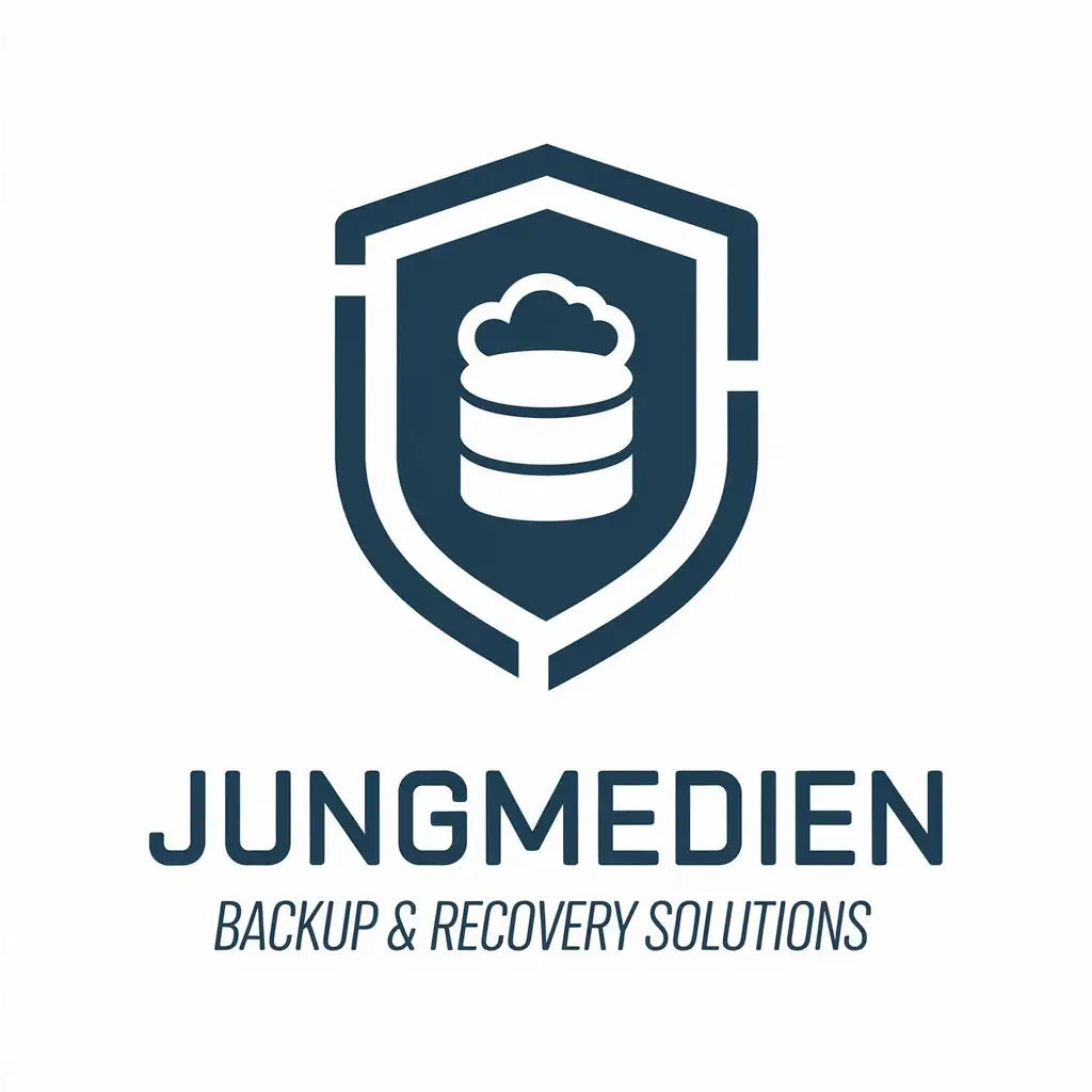 LOGO Design for JungMedien Backup Recovery Solutions Shield with Cloud Storage Symbol for IT Industry