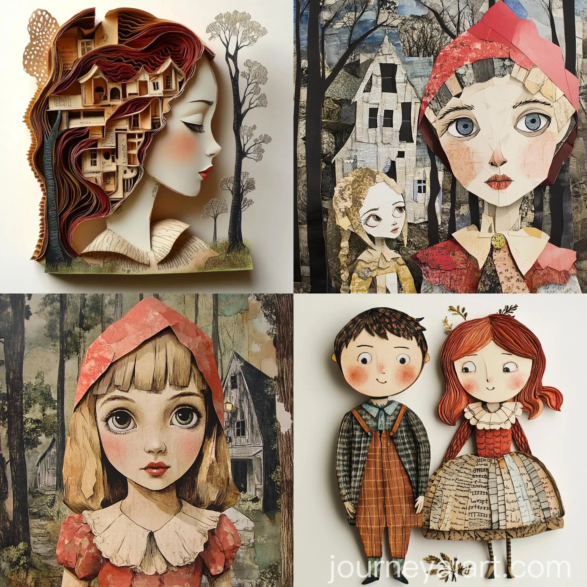Vintage-Paper-Cutout-Illustration-of-Hansel-and-Gretel-with-Crayon-Faces