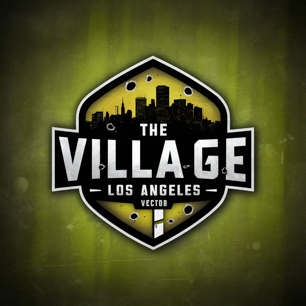 LOGO Design For The Village Los Angeles Unique 3D Text with Cityscape and Nature Theme