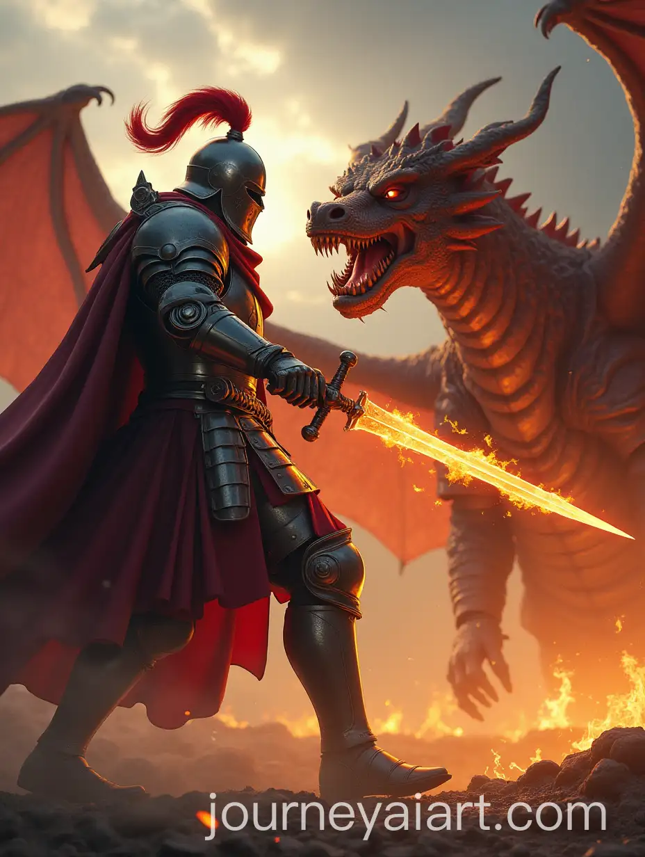 Knight-Battling-a-Dragon-with-a-Flaming-Sword-in-a-Fiery-Battle