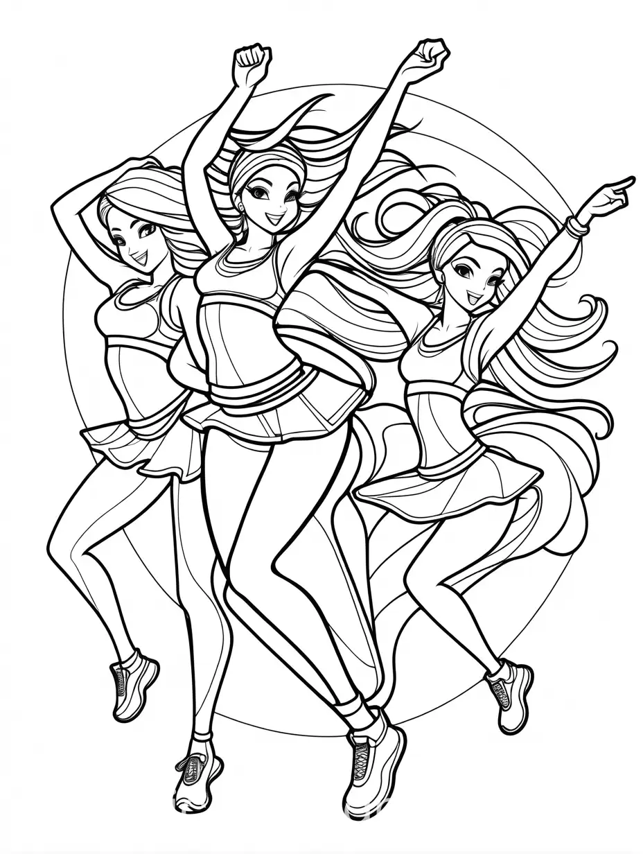 Energetic-Anime-Characters-Dancing-in-Zumba-Class-Coloring-Page