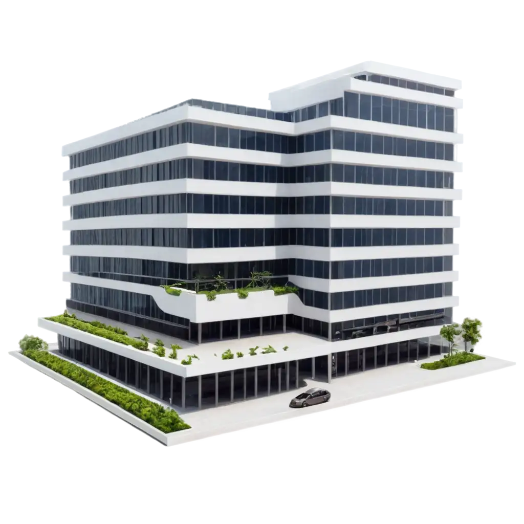 HighResolution-PNG-A-13Floor-Carpark-with-an-8Floor-LShaped-Office-Building