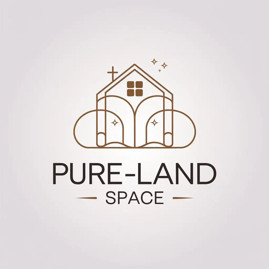 a vector logo design,with the text "pure-land space", main symbol:House, dream, comfort,Minimalistic,be used in Home Family industry,clear background