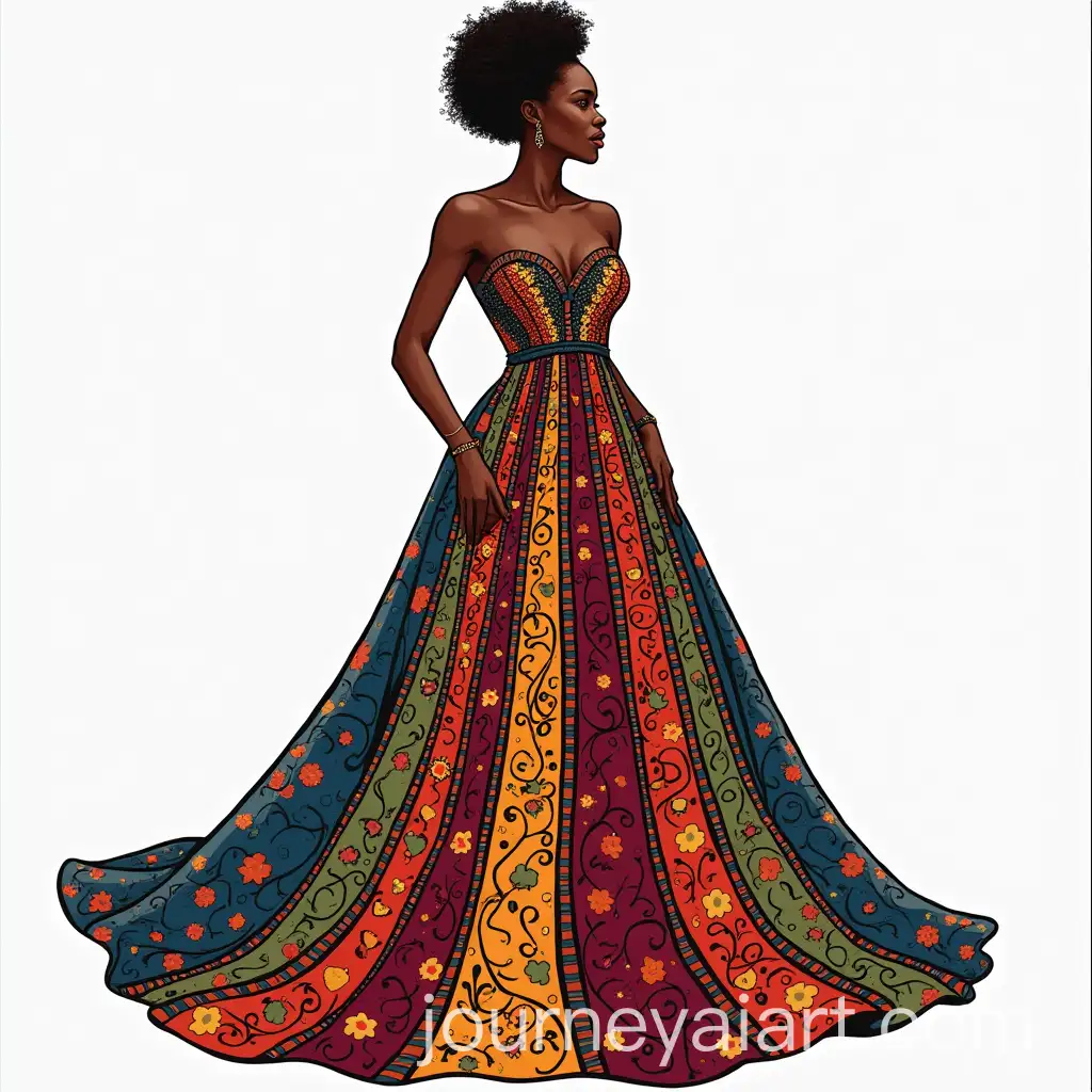 Elegant-African-Woman-in-a-Vibrant-MultiColored-Gown
