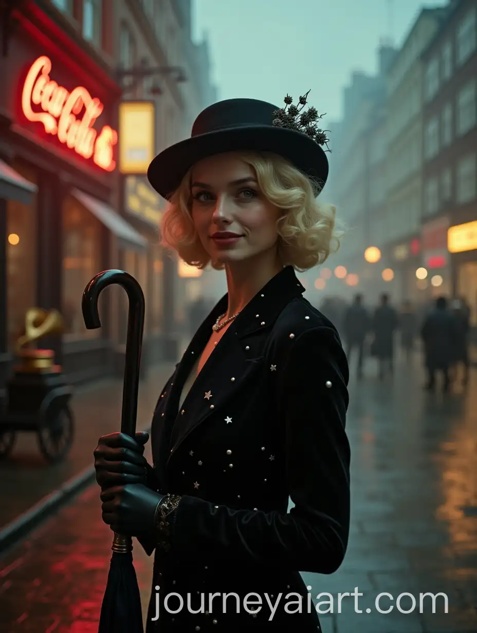 1920s-Noir-Fashion-in-London-with-Neon-Lights-and-Fog