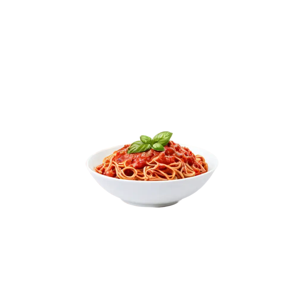 Delicious-Bowl-of-Spaghetti-with-Tomato-Sauce-and-Basil-PNG-Image-for-Culinary-Designs