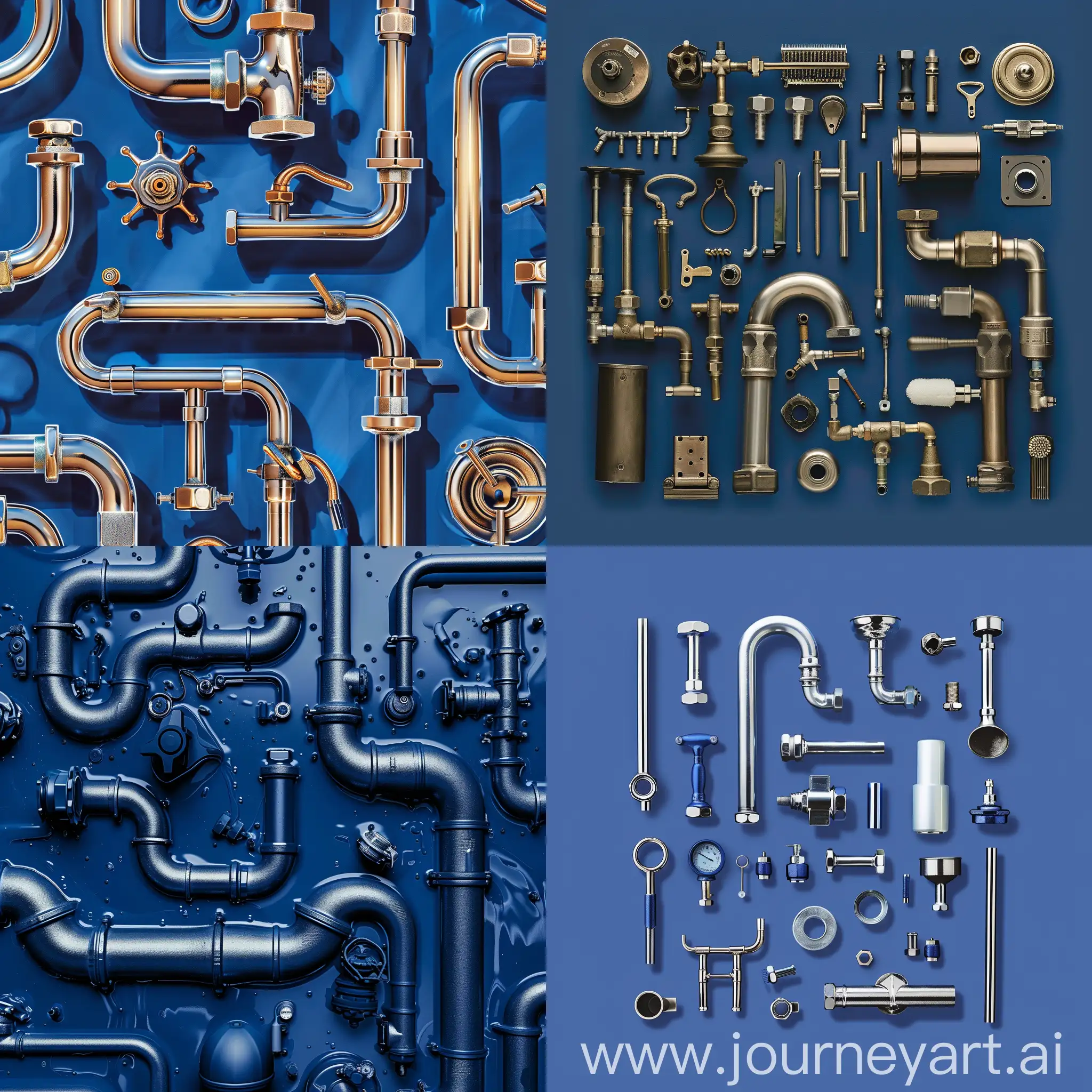Various-Plumbing-Fixtures-on-Rich-Blue-Background-for-Catalog-Cover