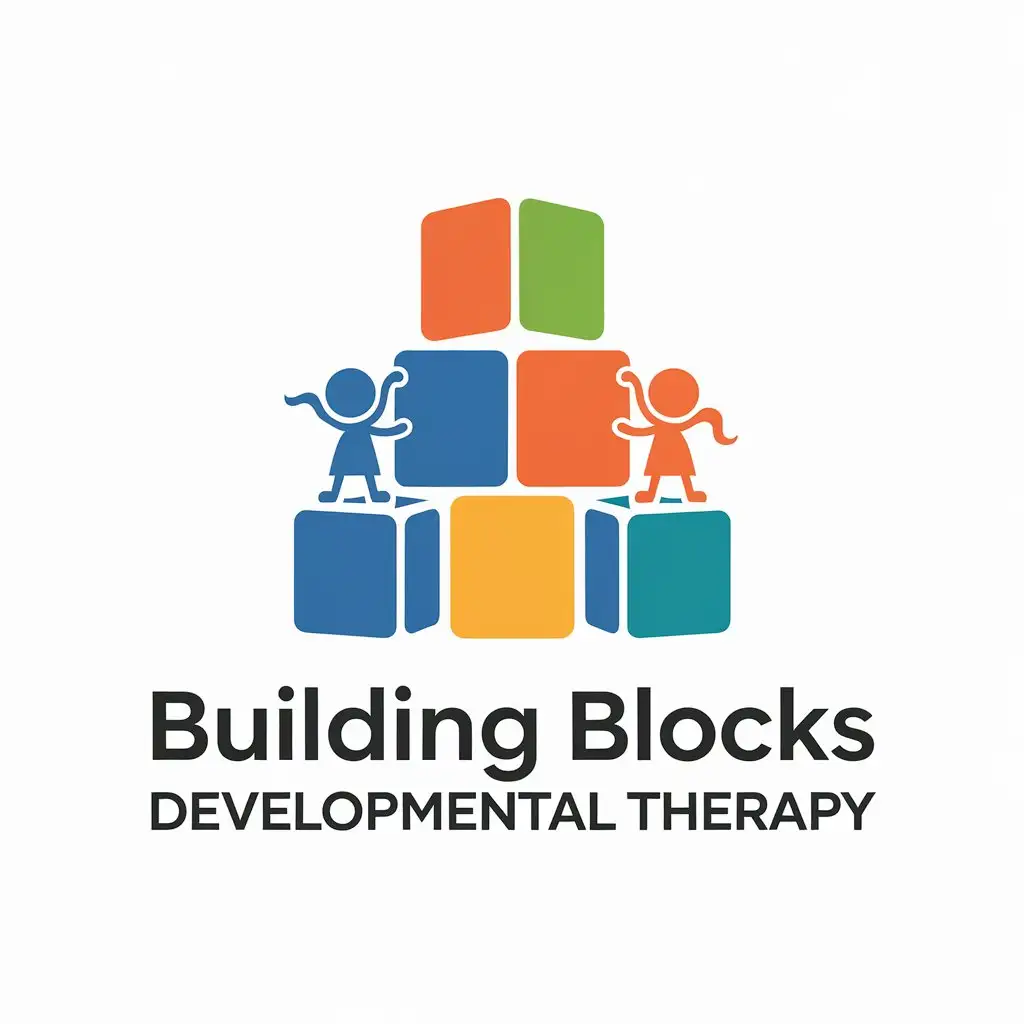 LOGO Design for Building Blocks Developmental Therapy Kids Stacking Blocks with Clear Background