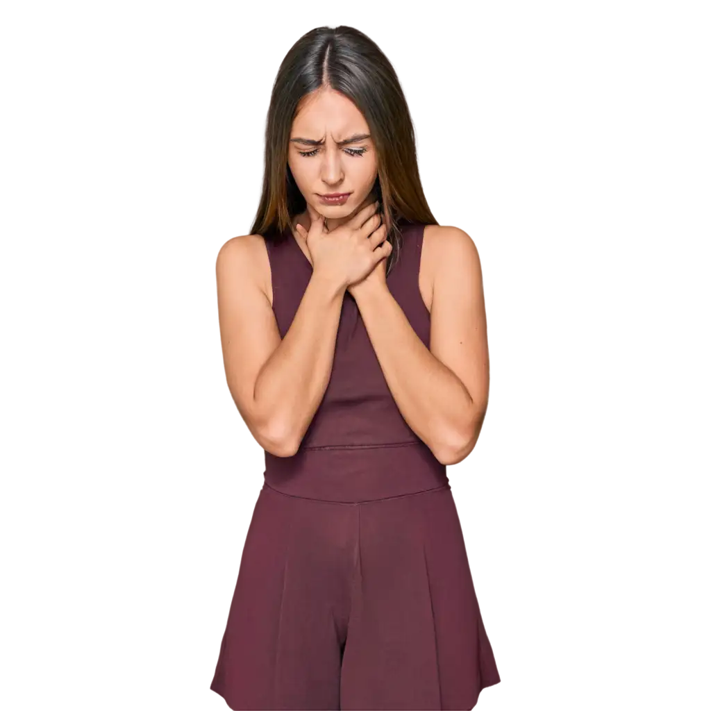 PNG-Image-of-Girl-with-Sore-Throat-Clear-and-Detailed-Representation