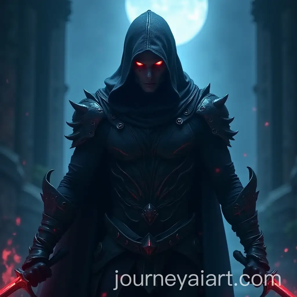 Deadly-Dark-Elf-Assassin-in-Ancient-City-Ruins-with-Glowing-Crimson-Eyes