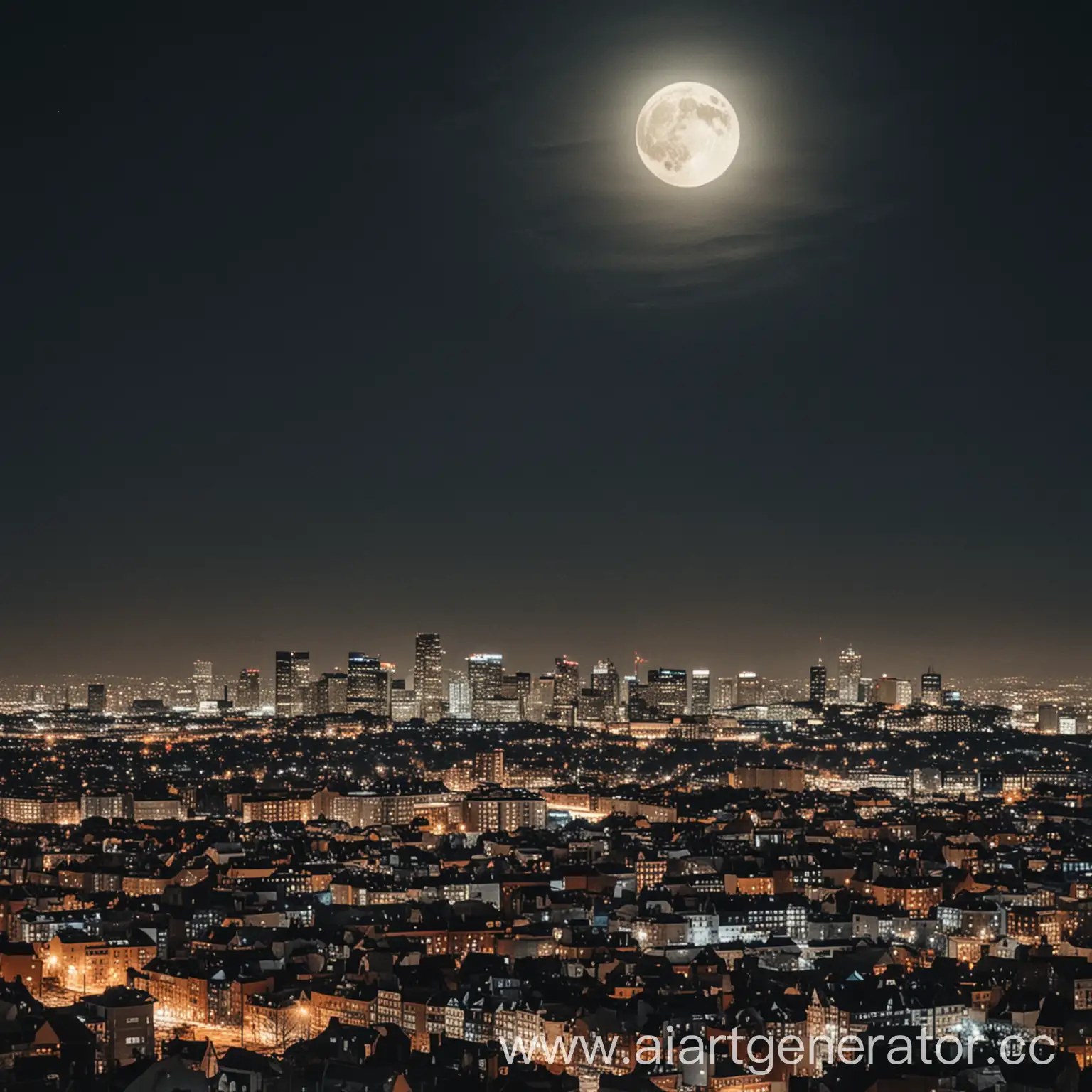 Cityscape-at-Night-with-Moon-Illuminating-Sky