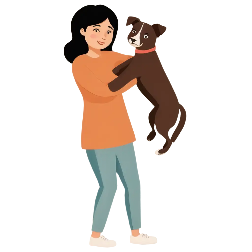 Hugging-the-Dog-Illustration-A-Heartwarming-PNG-for-Your-Creative-Projects