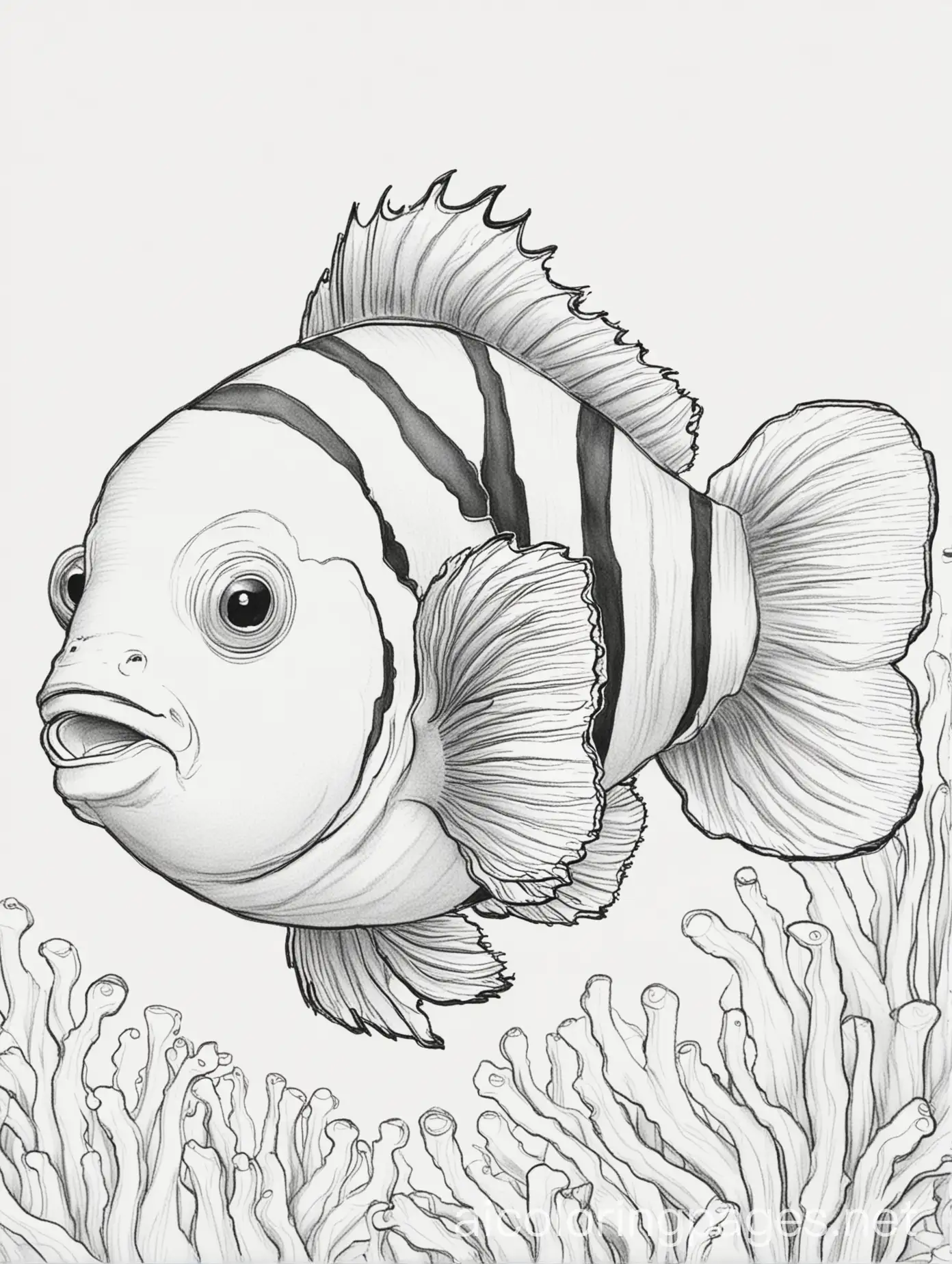 Simple-Black-and-White-Clown-Fish-Coloring-Page