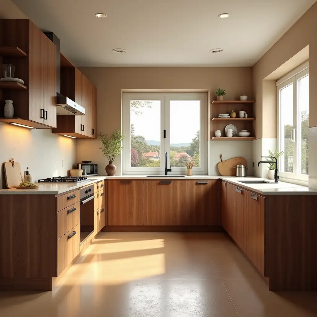 Modern-Kitchen-Interior-with-Walnut-Cabinets-and-Natural-Stone-Sink