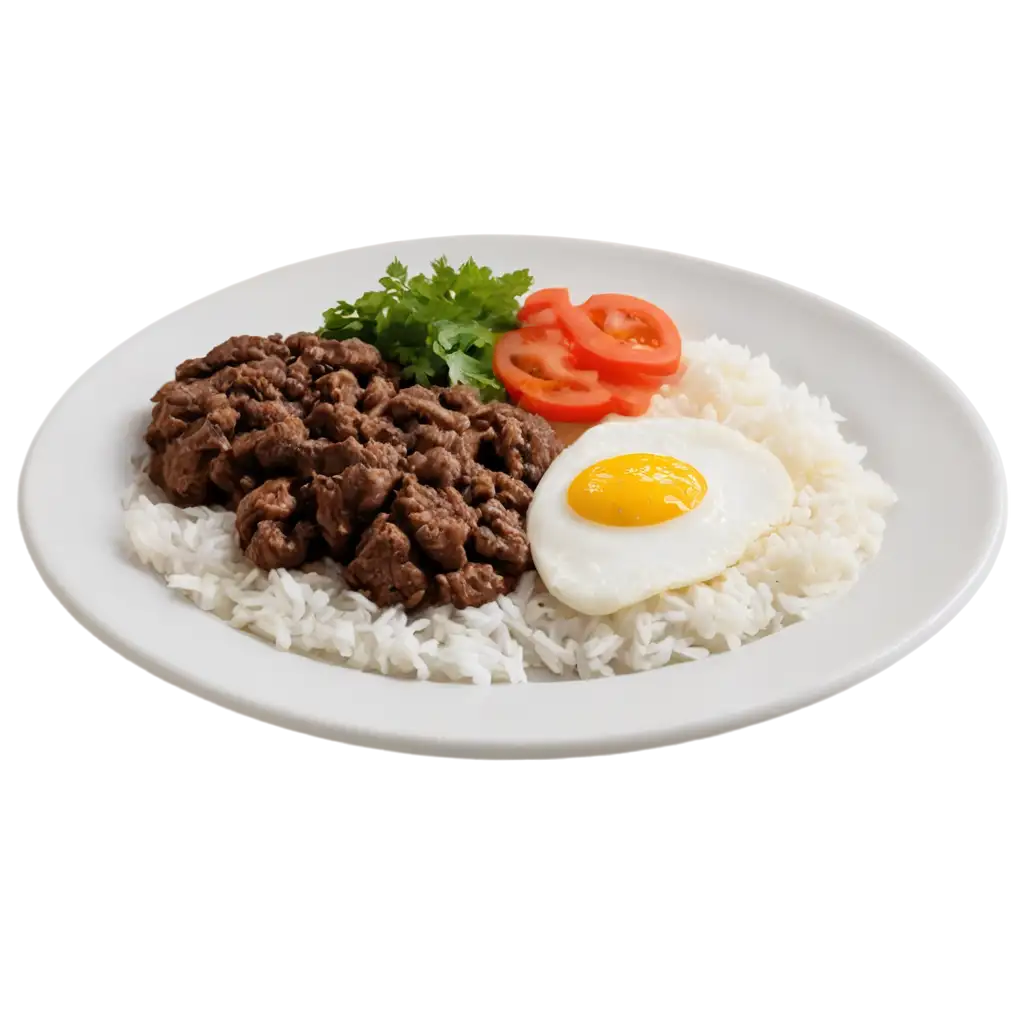 Tapsilog-in-White-Plate-HighQuality-PNG-Image-for-Culinary-Art