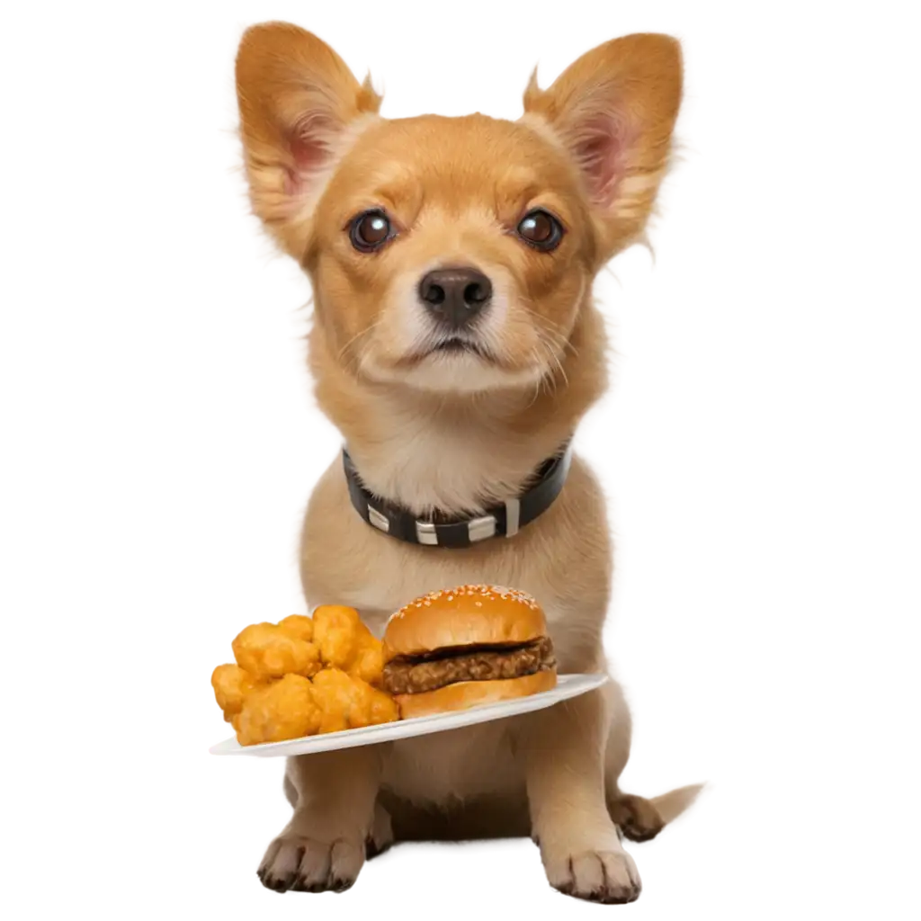 Dog-with-Nuggets-and-Burgers-PNG-Image-Perfect-for-Fun-and-Playful-Designs