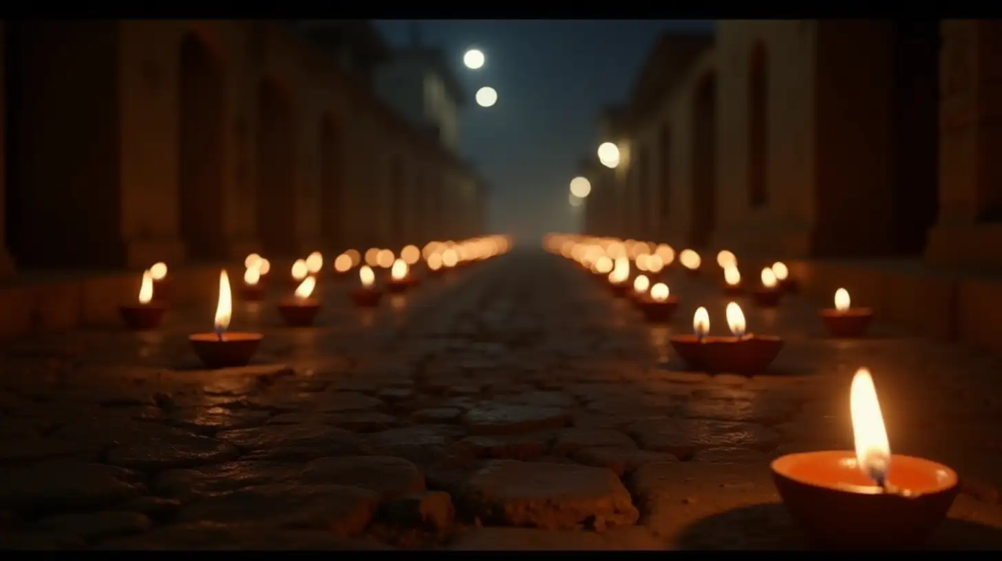 Serene Diwali Night in an Ancient Indian City